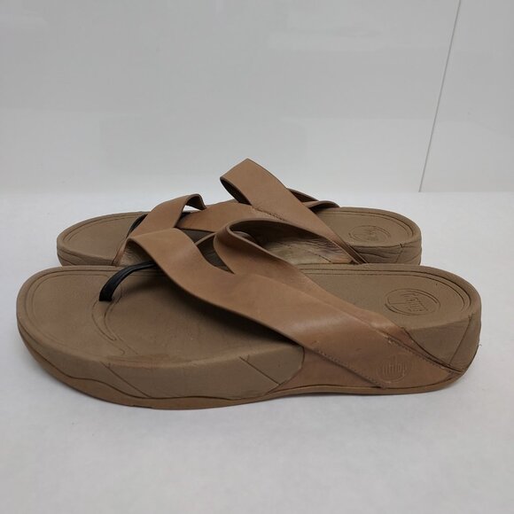 Fitflop Sling Sandal Women's 10 Straps Mink Taupe Toe Post Wobble Board Platform - Picture 8 of 15